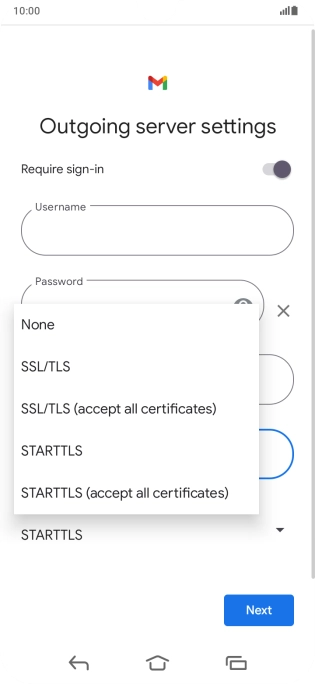 Press SSL/TLS. Press SSL/TLS.