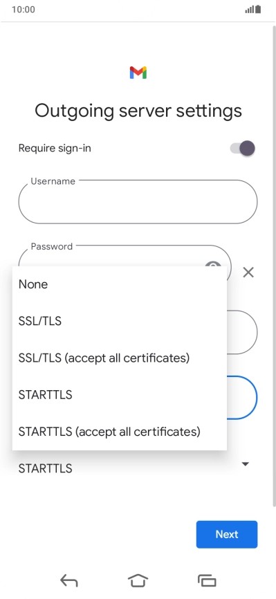 Press SSL/TLS. Press SSL/TLS.