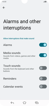 Press the required settings to turn sound and vibration for the selected functions on or off. Press the required settings to turn sound and vibration for the selected functions on or off.