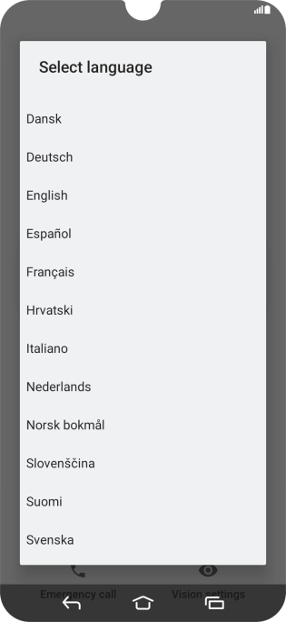 Press the required language.