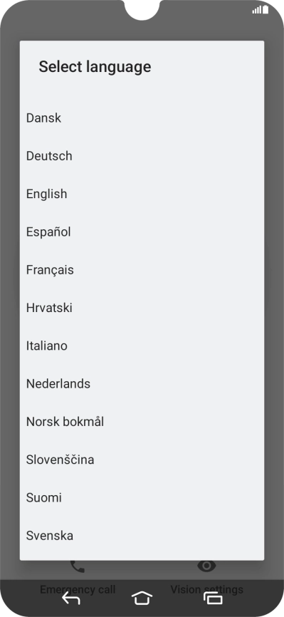 Press the required language.