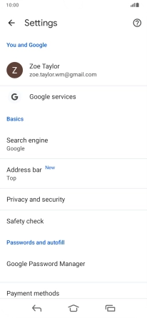 Press Privacy and security.