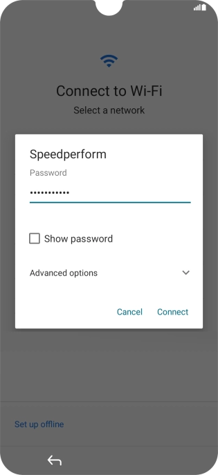 Key in the password for the Wi-Fi network and press Connect.