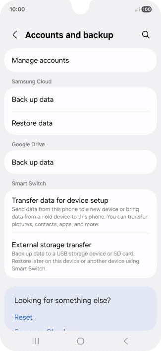 Press Manage accounts.