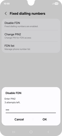 Key in your PIN2 and press OK. The default PIN2 is 1111.