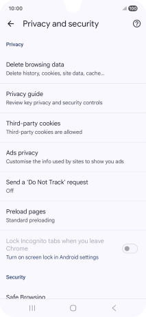 Press Delete browsing data.