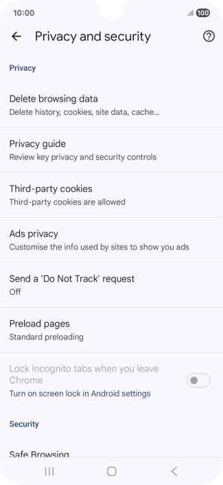 Press Delete browsing data.
