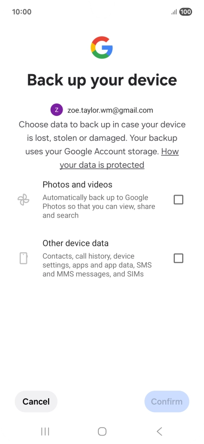 Press the fields next to the required data types to select them.