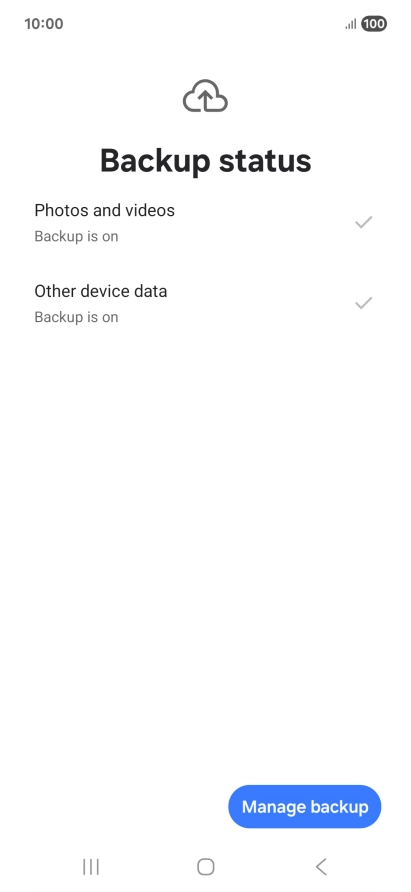 Press Manage backup.