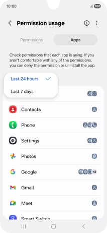 Press the required setting.