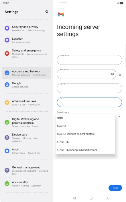 Press SSL/TLS.