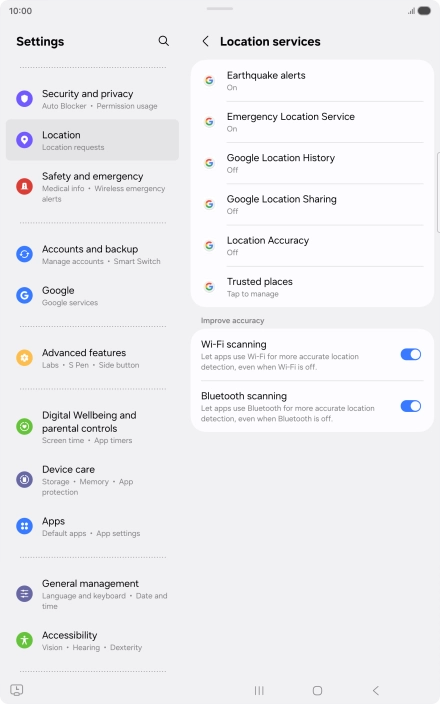 Press Location Accuracy.