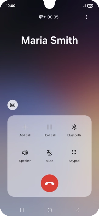 Press the end call icon.