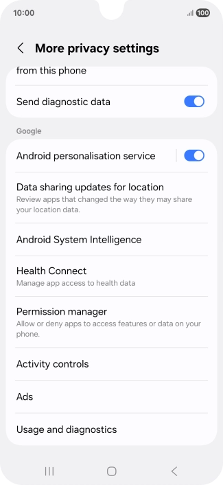 Press Permission manager.