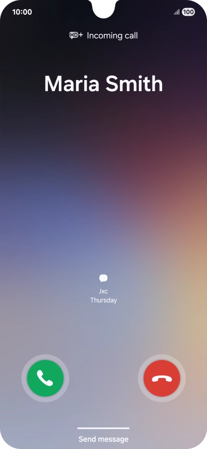 Press and drag the accept call icon right.