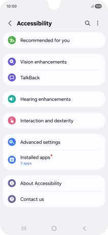 Press Vision enhancements and follow the instructions on the screen to select the required settings.