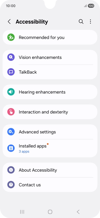 Press Vision enhancements and follow the instructions on the screen to select the required settings.