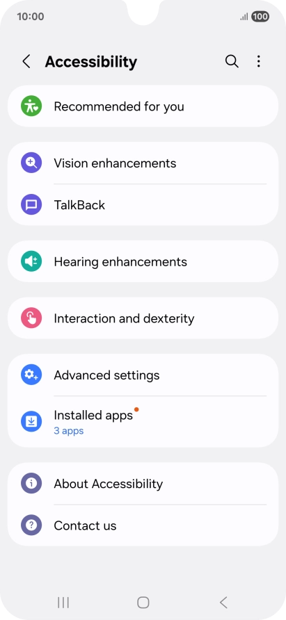 Press Vision enhancements and follow the instructions on the screen to select the required settings.