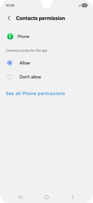 Press the required setting.