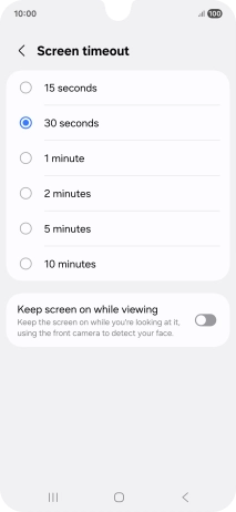 Press the required setting.