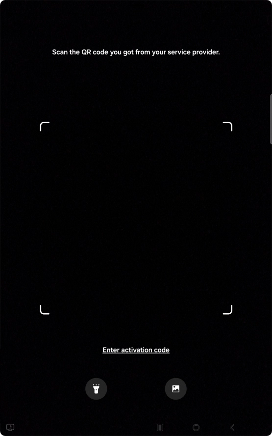 Place the QR code you've received inside the tablet camera frame to scan the code.