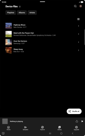 Press the required audio file.