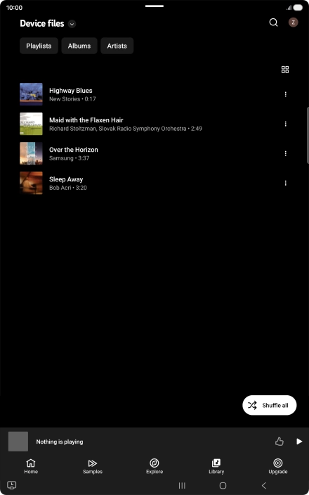 Press the required audio file.