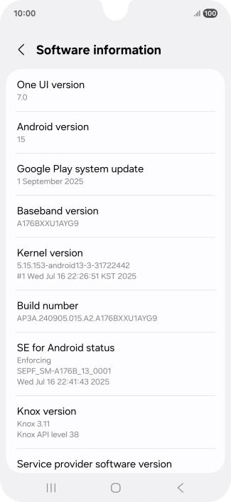 Your phone's software version is displayed below Android version.