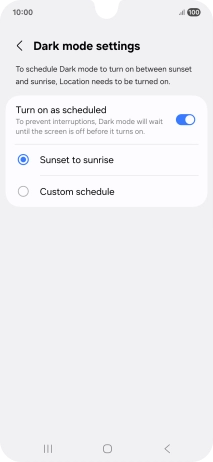 Press the required setting.