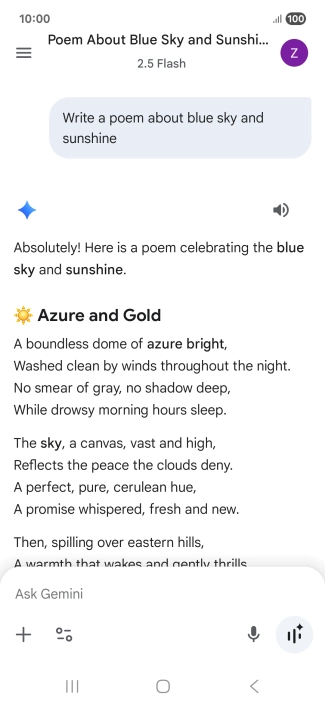 You can ask Gemini to generate a text based on your description.