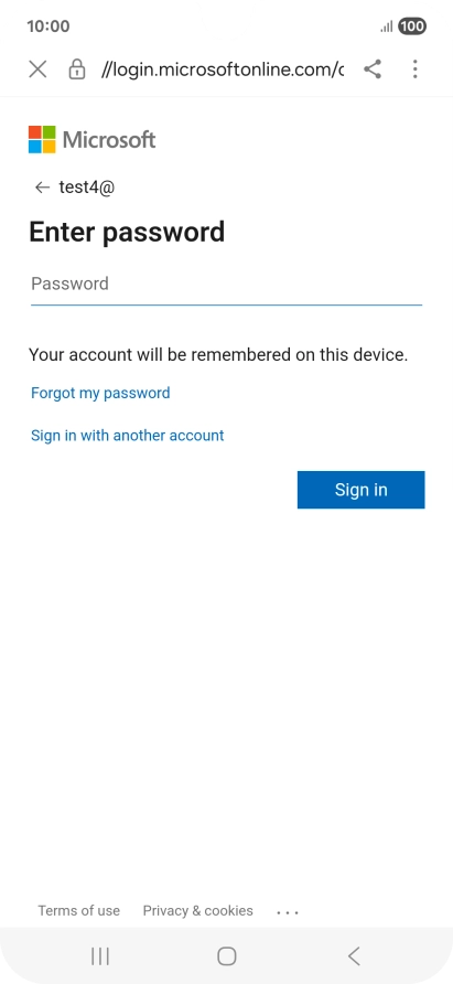 Press Password and key in the password for your email account.