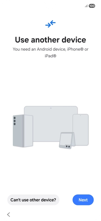 Press Can't use other device?.