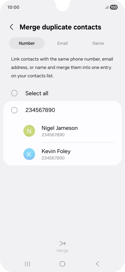 Press the field next to the required number.