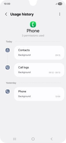 The app activity for the selected app is displayed.