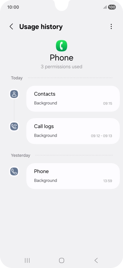 The app activity for the selected app is displayed.