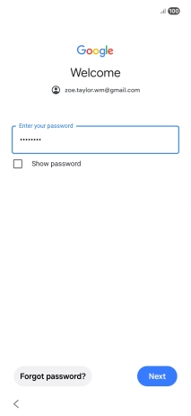 Press Next and follow the instructions on the screen to select settings for your Google account.
