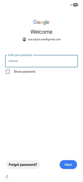 Press Next and follow the instructions on the screen to select settings for your Google account.