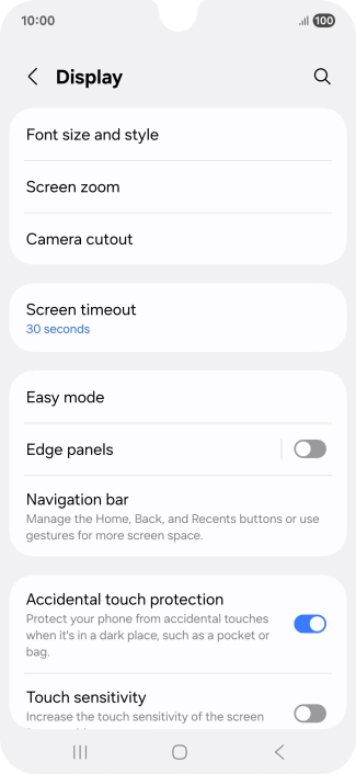 Press Screen timeout.