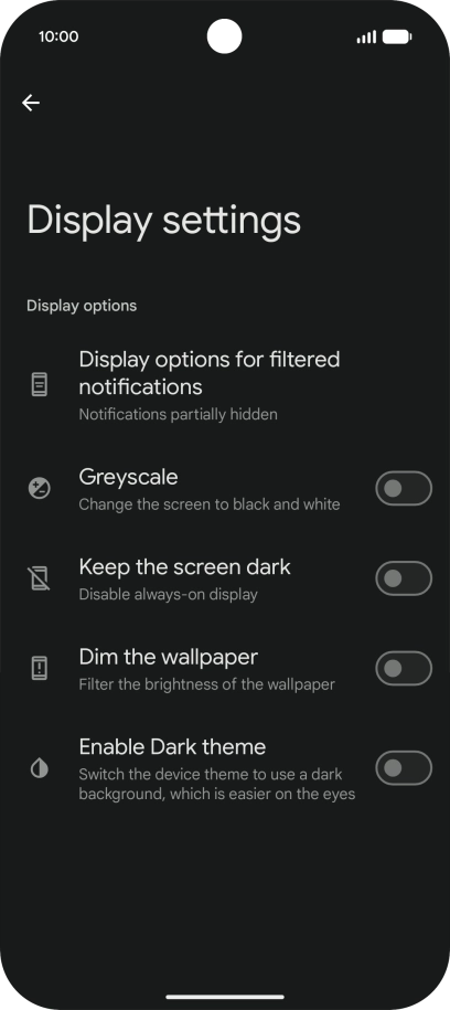 Press the required setting to turn display of the selected notification types on or off.