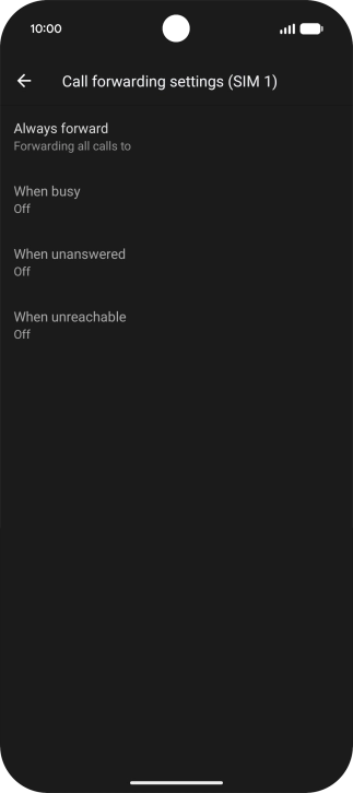 Press the required divert type.