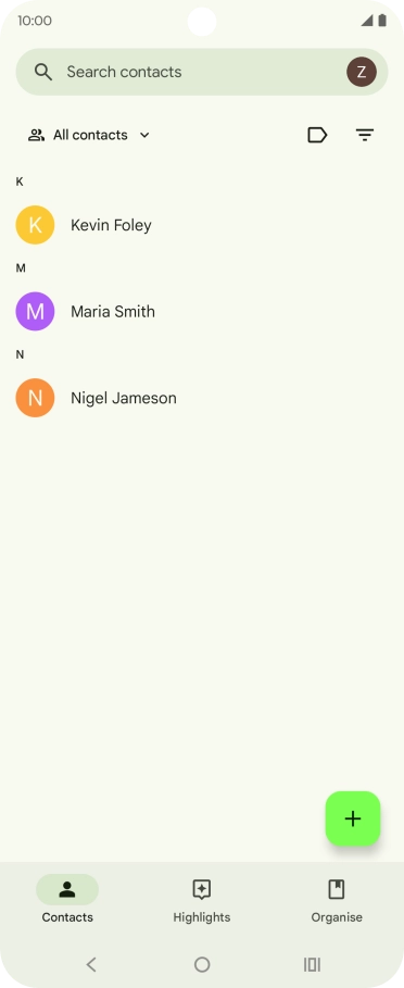 Press the new contact icon.