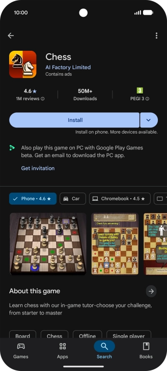 Press Install and follow the instructions on the screen to install the app.