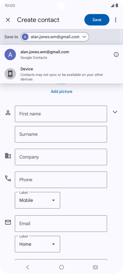 Press the required Google account. Press the required Google account.