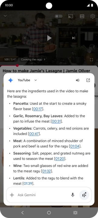 The answer from Gemini to your question is displayed.