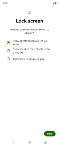Press the required setting.