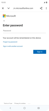 Press Password and key in the password for your email account.
