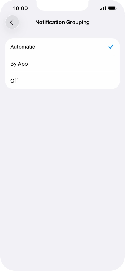 Press the required setting.