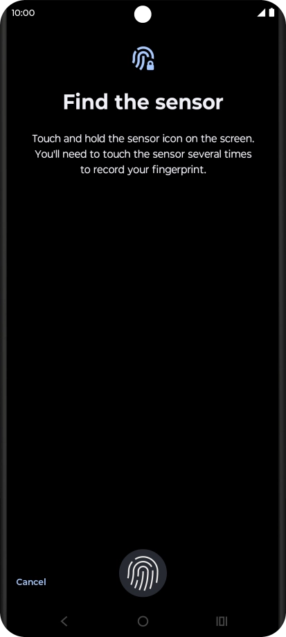 Follow the instructions on the screen to create the phone lock code using your fingerprint. Follow the instructions on the screen to create the phone lock code using your fingerprint.