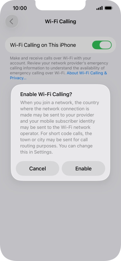 If you turn on the function, press Enable. If you turn on the function, press Enable.
