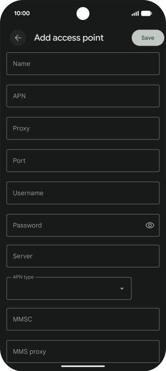 Press Name and key in Vodafone Internet. Press Name and key in Vodafone Internet.